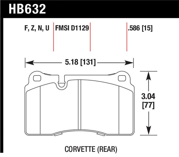 Hawk 06-10 VW Touareg Front / 09-11 Corvette Z06/ZR-1 (w/Carbon Ceramic Brake Package and Iron rotor HB632Z.586