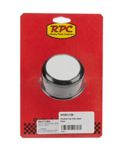 Racing Power Co-Packaged Breather Cap 3/4In Neck Black R9171Bk