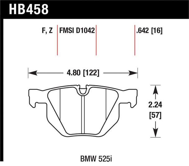 Hawk 07-08 BMW X5 3.0si / 09-13 X5 Xdrive / 10-13 X6 Xdrive Perf Ceramic Rear Street Brake Pads HB458Z.642