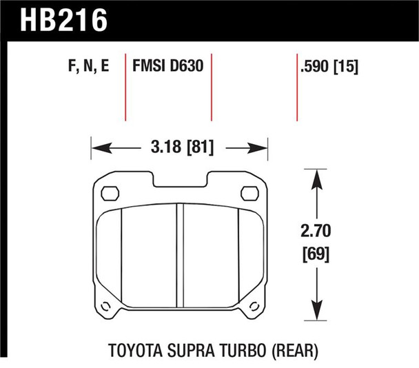Hawk 93-98 Toyota Supra TT HPS Street Rear Brake Pads HB216F.590