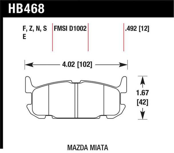 Hawk 03-05 Miata w/ Sport Suspension HPS Street Rear Brake Pads (D1002) HB468F.492