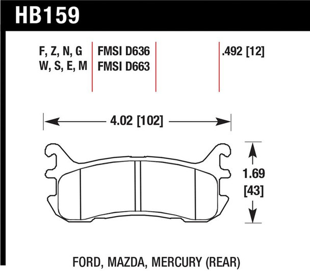 Hawk 94-05 Miata / 01-05 Normal Suspension Blue 9012 Race Rear Brake Pads (D636) HB159E.492