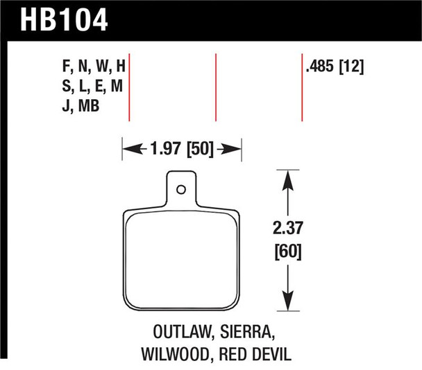 Hawk Sierra/Outlaw/Wilwood HP+ Street Brake Pads HB104N.485