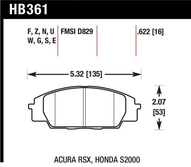 Hawk 06+ Civic Si Performance Ceramic Street Front Brake Pads HB361Z.622