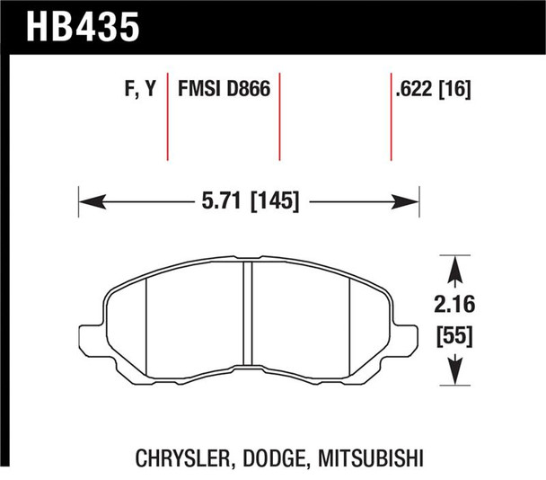 Hawk 00-05 Eclipse GT HPS Street Front Brake Pads HB435F.622