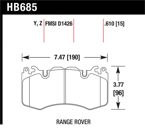 Hawk 10-11 Range Rover/Range Rover Sport Supercharged LTS Front Brake Pads HB685Y.610