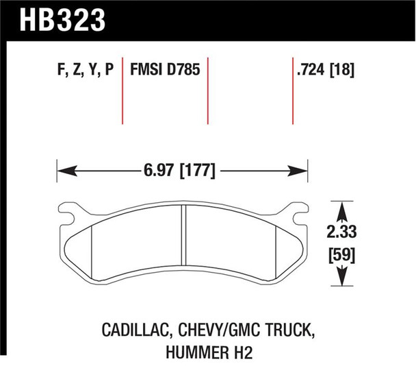 Hawk Chevy / GMC Truck / Hummer LTS Street Rear Brake Pads HB323Y.724