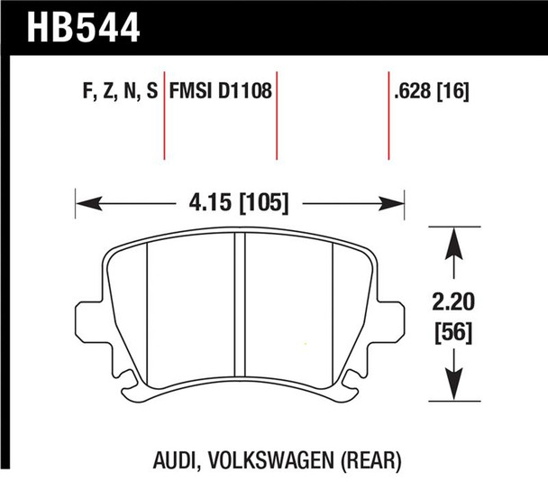 Hawk Audi A3 / A4 / A6 Quattro HPS Rear Brake Pads HB544F.628