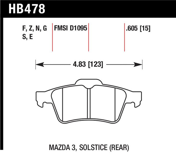 Hawk 13-14 Ford Focus ST / Mazda/ Volvo HP+ Street Rear Brake Pads HB478N.605
