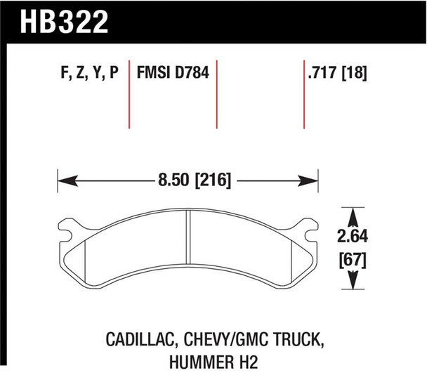 Hawk Chevy / GMC Truck / Hummer Super Duty Street Front Brake Pads HB322P.717