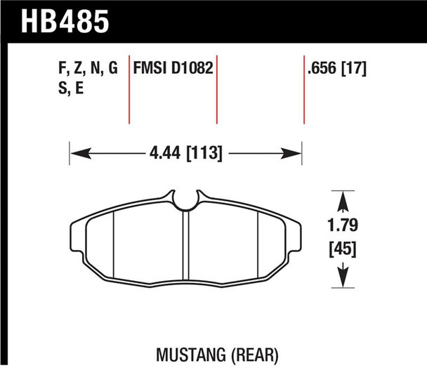 Hawk 05-07 Ford Mustang GT & V6 HPS Street Rear Brake Pads HB485F.656