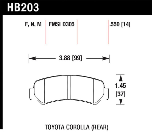 Hawk HP+ Street Brake Pads HB203N.550