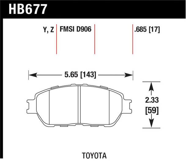 Hawk Lexus 02-03/04-06 ES300/330 Toyota 98-12 Tacoma/Adynl Models Street Perf Ceramic Ft Brake Pads HB677Z.685
