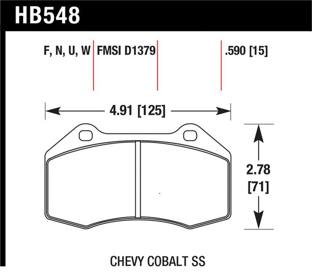 Hawk Renault Clio / Cobalt SS DTC-70 Front Brake Pads HB548U.510