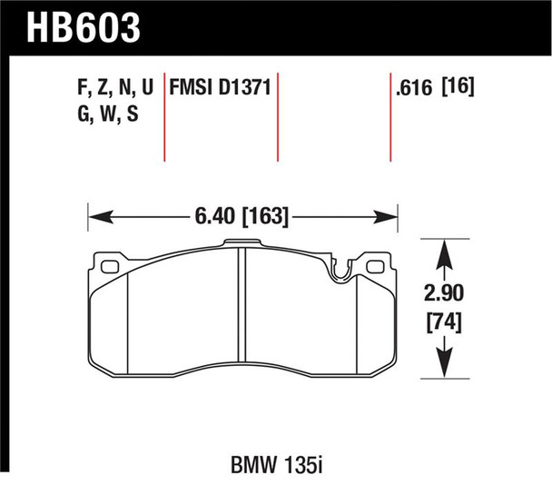Hawk BMW 135i HPS Street Front Brake Pads HB603F.616