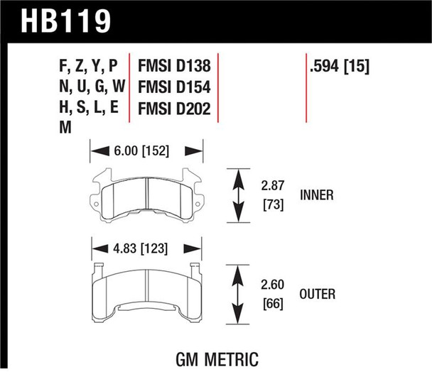 Hawk 1978-1979 Buick Century Custom HPS 5.0 Front Brake Pads HB119B.594