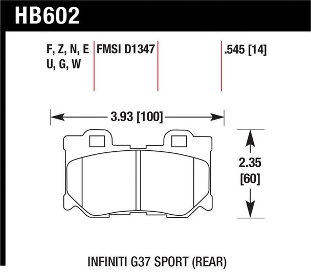 Hawk 2009-2013 Infiniti FX50 Sport HPS 5.0 Rear Brake Pads HB602B.545