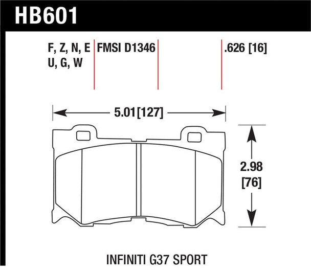 Hawk 09-12 Infiniti G37 Sport HPS Street Front Brake Pads HB601F.626