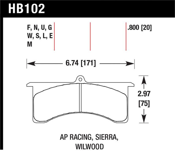 Hawk AP Racing 6 / Wilwood DTC-30 Brake Pads HB102W.800