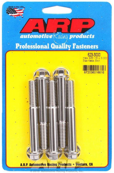 Arp S/S Bolt Kit - 6Pt. (5) 3/8-16 X 3.000 623-3000 Arp S/S Bolt Kit - 6Pt. (5) 3/8-16 X 3.000 623-3000