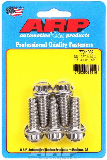 Arp Bolt Kit - Ss 12Pt 5Pk 10Mm X 1.50 X 30Mm 772-1003 Arp Bolt Kit - Ss 12Pt 5Pk 10Mm X 1.50 X 30Mm 772-1003