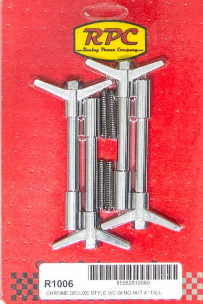 Racing Power Co-Packaged 4In Chrome Wing Nuts 1 1/4-20  4Pk R1006