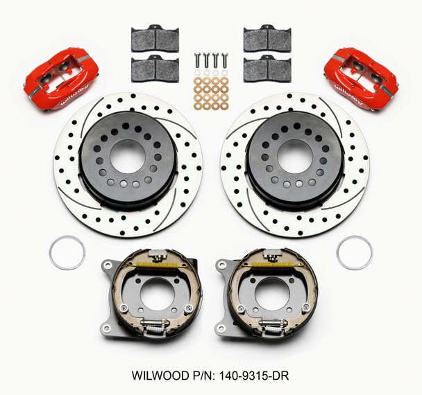 Wilwood Forged Dynalite P/S Park Brake Kit Drilled Red 12 Bolt 2.75in offset Staggered Shock 140-9315-DR
