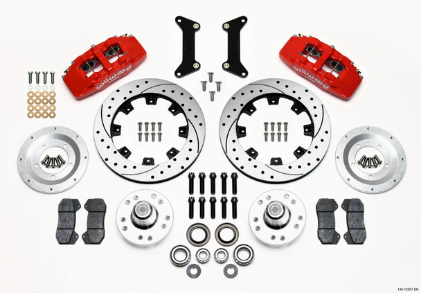 Wilwood Dynapro 6 Front Hub Kit 12.19in Drilled Red 79-87 GM G Body 140-12837-DR