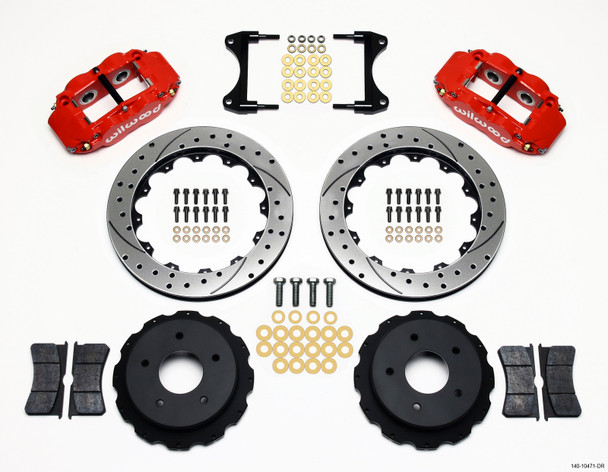 Wilwood Narrow Superlite 4R Rear Kit 12.88in Drilled Red 65-82 Corvette C2/C3 140-10471-DR