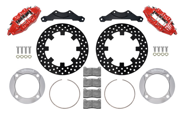 Wilwood 2014+ Polaris RZR XP 1000 Rear Kit 11.25in Drilled - Red 140-16633-DR
