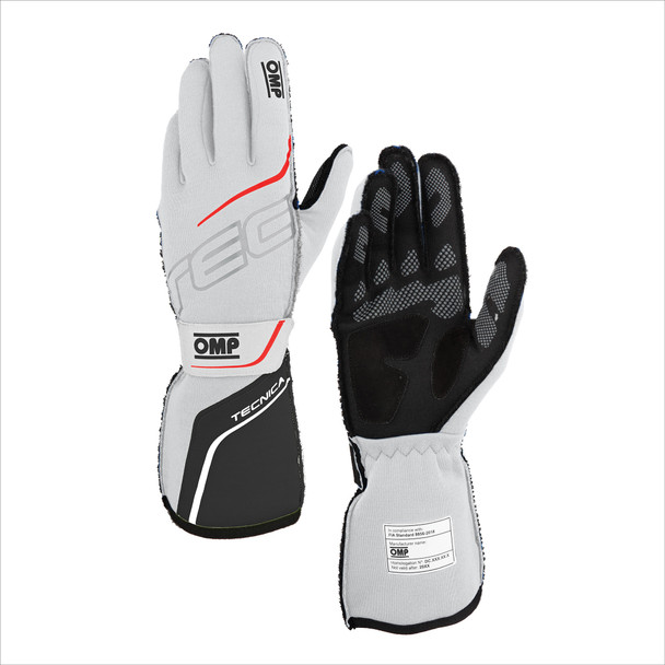 Omp Racing, Inc. Tecnica Gloves Fia 8856- 2018 White / Anthracite Ib0-0779-A01-373-M