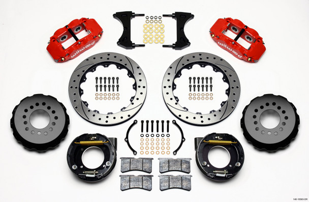 Wilwood Narrow Superlite 4R Rear P-Brk Kit 12.88in Drilled Red Chevy C-10 2.42 Offset 5-lug 140-10093-DR
