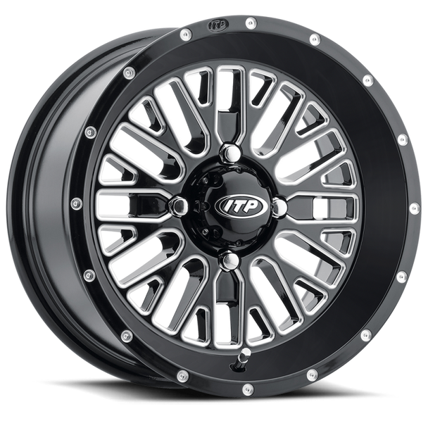 ITP Momentum 24x6.5 / 4x137 BP / 10mm Offset Black w/ Milled Accents Wheel