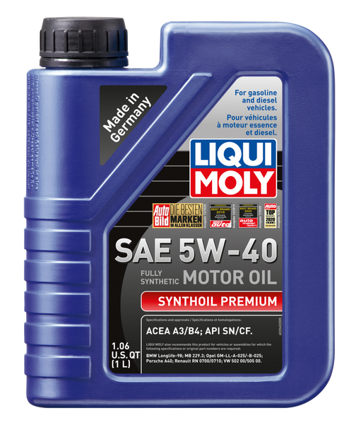 LIQUI MOLY 1L Synthoil Premium Motor Oil SAE 5W40