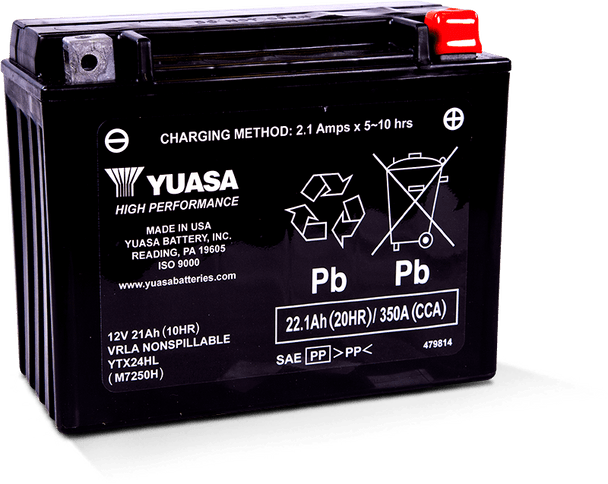Yuasa YTX24HL Maintenance Free AGM 12-Volt Battery