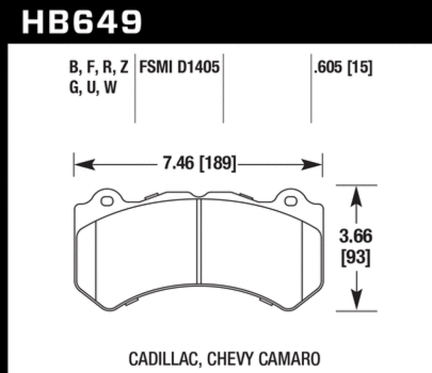 Hawk 14-18 Chevrolet Corvette Front ER-1 Brake Pad Set (J56 brake package) HB649D.605