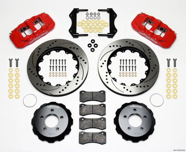 Wilwood AERO6 Front Hat Kit 14.25 Drilled Red 2006-10 Magnum/Challngr/Chrgr/300C 140-11764-DR