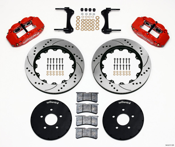 Wilwood Narrow Superlite 6R Front Hat Kit 14.00in Drill Red 1994-2004 Mustang 140-9117-DR