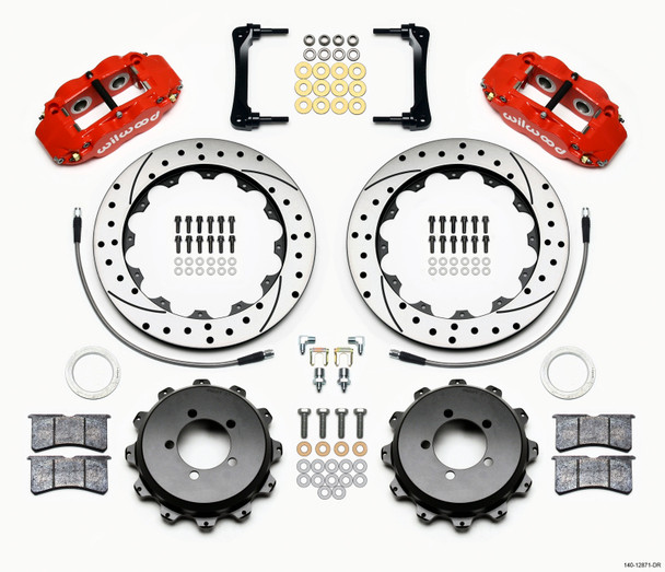 Wilwood Narrow Superlite 4R Rear Kit 12.88in Drilled Red 2012-Up Toyota / Scion FRS w/Lines 140-12871-DR