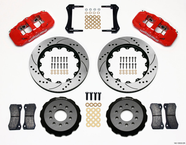 Wilwood AERO6 Front Hat Kit 14.00 Drilled Red 2005-2014 Mustang 140-10830-DR