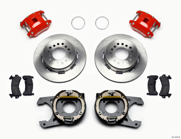 Wilwood D154 P/S Park Brake Kit Red 12 Bolt 2.75in offset Staggered Shock 140-12570-R