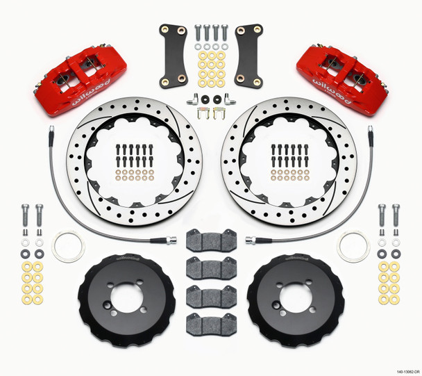 Wilwood Dynapro 6 Front Hat Kit 12.88in Drilled Red 2002-Up Mini Cooper w/ Lines 140-13062-DR