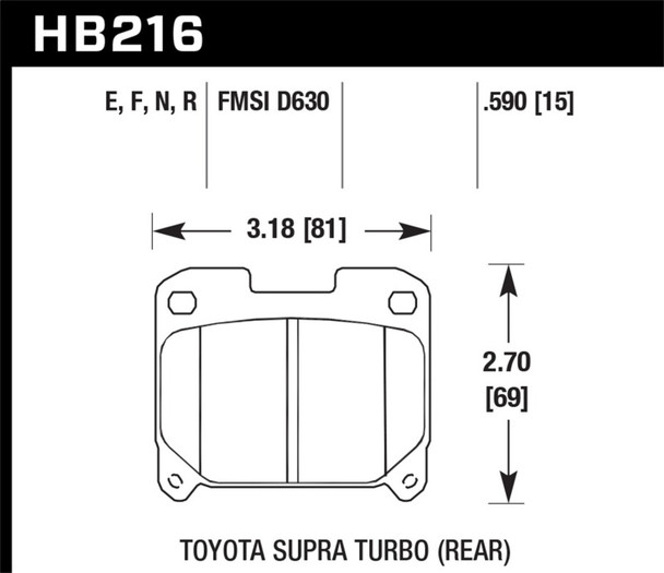 Hawk 93-98 Toyota Supra TT HPS 5.0 Street Rear Brake Pads HB216B.590