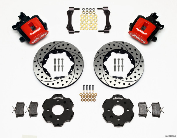 Wilwood Combination Parking Brake Rear Kit 11.00in Drilled Red Civic / Integra Disc 2.39 Hub Offset 140-10206-DR