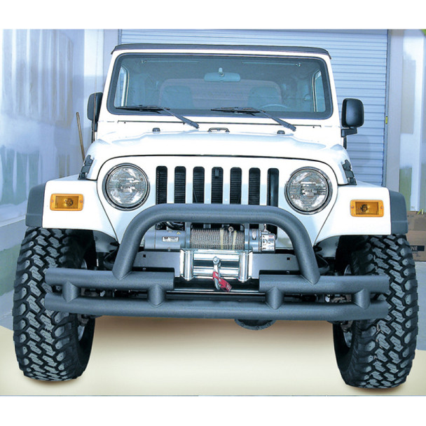 Rugged Ridge 3-In Dbl Tube Front Winch Bumper w/Hoop 76-06 Models 11561.03
