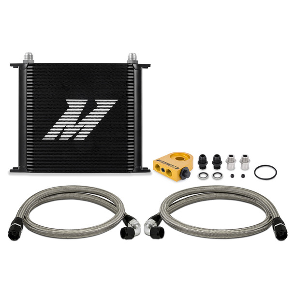 Mishimoto Universal Thermostatic Oil Cooler Kit 34-Row Black MMOC-U34TBK
