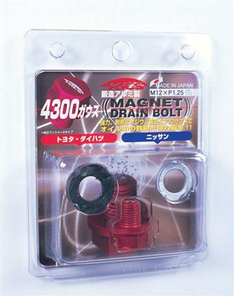 Project Kics Toyota/Daihatsu/Nissan Red Magnetic Drain Bolt - M12X1.25 WMAG1