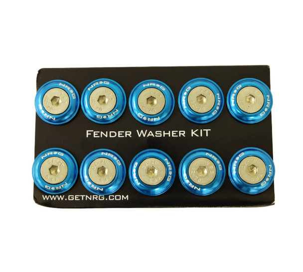NRG Fender Washer Kit w/Rivets For Plastic (Blue) - Set of 10 FW-100BL
