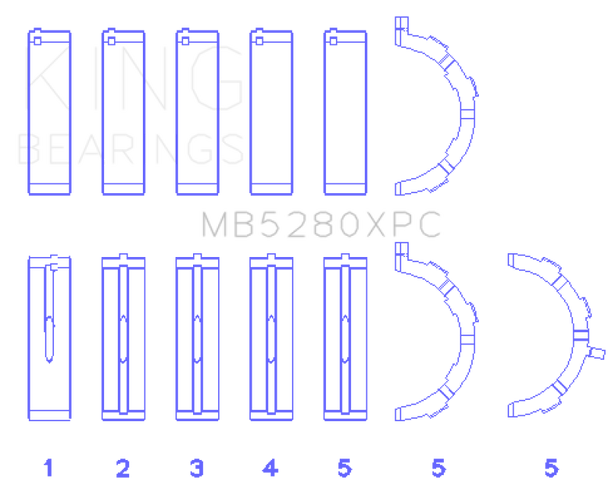 King Ford 4.6L/5.4L V8 SOHC (Size STD) Performance Coated Main Bearing Set MB5280XPC