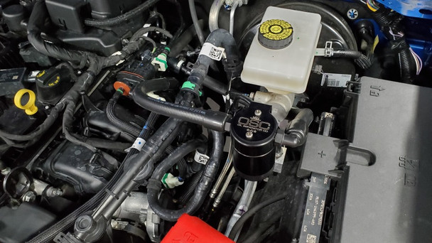 J&amp;L 2021.5-2024 Ford Bronco 2.3L EcoBoost Oil Separator 3.0 Passenger Side - Black Anodized 3075P-B